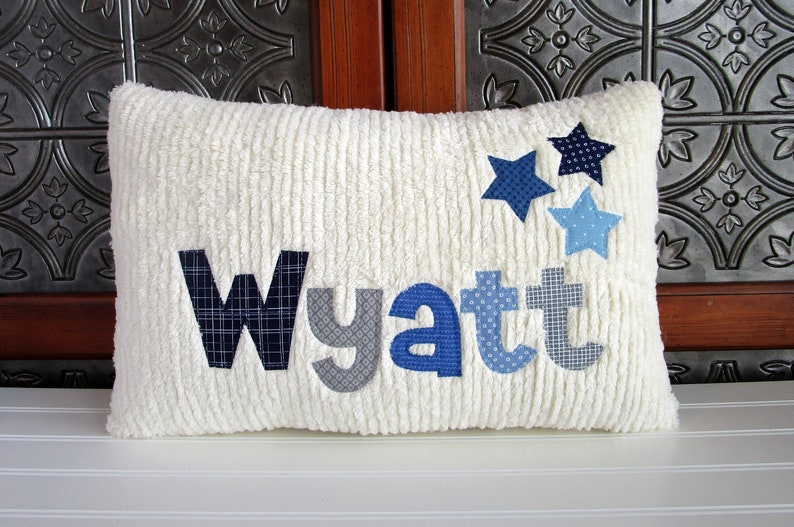 Boy Personalized Name Pillow Stars Baby Pillow Custom Name Etsy