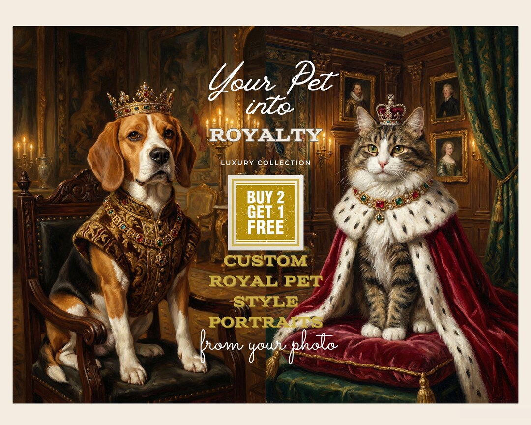 Custom Royal Pet Portrait From Photo | Luxury Royal Oil Painting ...