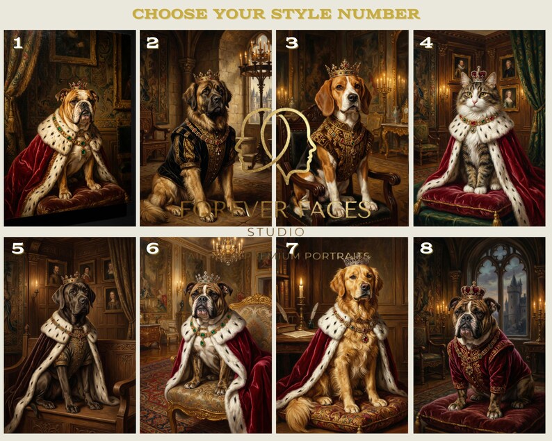 Custom Royal Pet Portrait From Photo | Luxury Royal Oil Painting ...