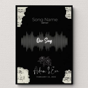 Personalized Soundwave Print - Custom Music Poster, Customizable Music Gift, Soundwave Art Poster, Favorite Song Poster, Love, Wedding song.