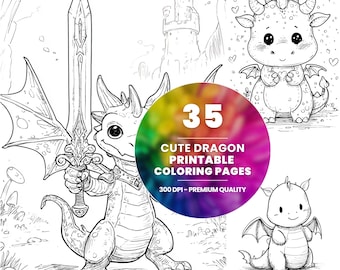 Dragon Coloring Pages, Fantasy Art, Kids & Adults (Instant Download)