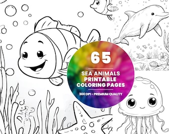 65 páginas para colorear de animales marinos (PDF imprimible)