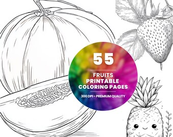 55 fruitkleurplaten, realistische fruitkunst (pdf-patroon, direct downloaden)