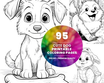 95 Puppy Coloring Pages, Fun Kawaii Dog Art (PDF Pattern