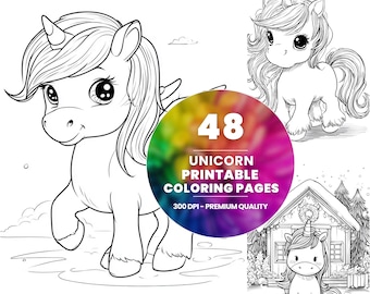 48 Kawaii Unicorn Coloring Pages for Kids (Printable PDF)
