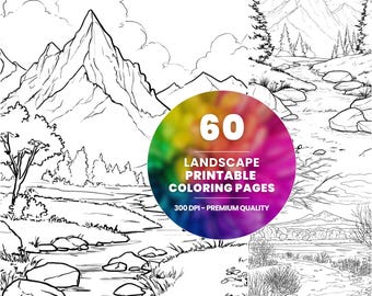 60 pagine da colorare di paesaggi, scene della natura per adulti e bambini (PDF stampabile)