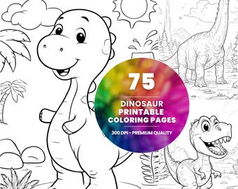 75 dinosauruskleurplaten, leuke leerkunst (afdrukbare pdf-vellen)