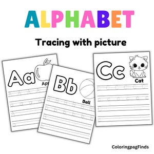 Hojas de práctica de escritura a mano: hojas de trabajo imprimibles para trazar el alfabeto. Hoja de trabajo para trazar letras. Práctica de escritura a mano, Montessori,
