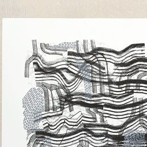 Monotype Print, Linocut Print Abstract, 16x20 Art Print, Original Modern Art, Black and White Art Print, Printmaker Art Abstract
