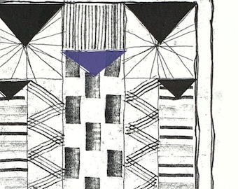 Impresión original en monotipo: arte linográfico moderno, 11 x 14