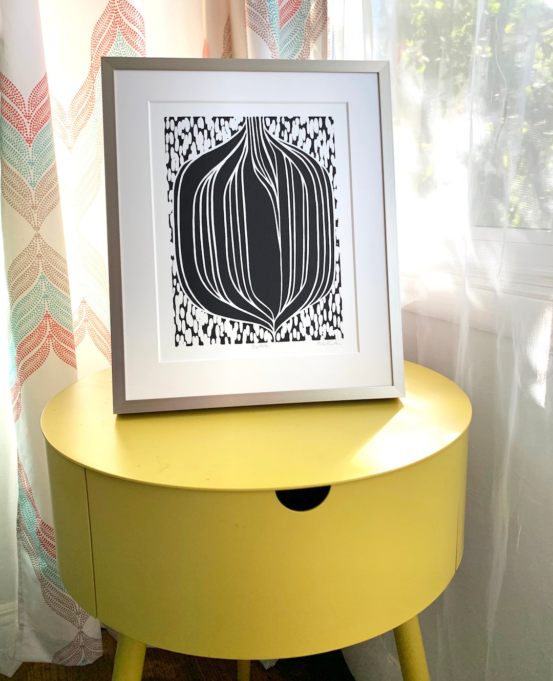Linocut Print Original, Abstract Block Print Black and White Art, 8x10 ...