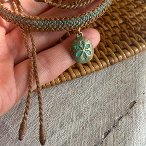 Lotus Flower Macrame Choker with Antique Bronze Pendant, Unique Boho Spiritual Necklace, Handmade Yoga Jewelry for Her, Festival gift idea