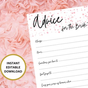 ROSE, conseils pour la future mariée, voeux pour la mariée, EVJF, modèle de cartes de conseils pour la mariée à télécharger, jeux EVJF, shower de mariage
