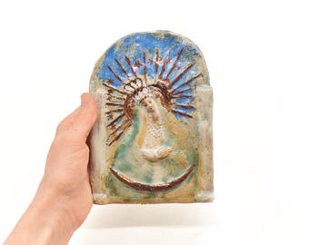 Santa María, recuerdos de bautismo, escultura cristiana, adorno para el hogar, regalo de confirmación, Santísima Virgen María, decoración de pared cristiana, decoración católica para el hogar.