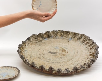 Ceramic big plate. ceramic platter,coffee table,art deco,wabi sabi,fruit bowl,serving platter,ceramic bowl,rustic home decor,table decor