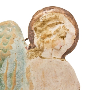 大きな陶器製、手作りの天使像。大人の洗礼ギフト、キリスト教の壁掛けアート、クリスマスオーナメント、ホリデーホームデコレーション、新築祝い、キリスト教ベビーギフト 画像 2