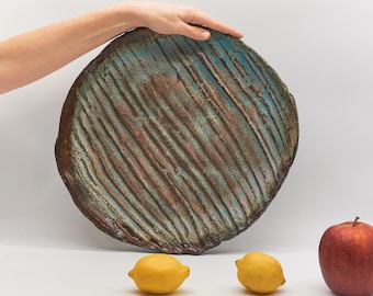 Plato de cerámica para mesa de café, regalo de inauguración de la casa, decoración de cocina, regalos de inauguración de la casa, wabi sabi, frutero, bandeja para servir