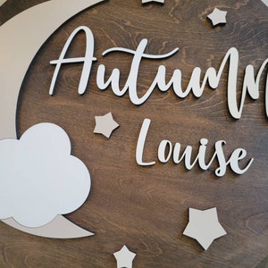 Custom Nursery Sign, Baby Shower, Circle wood sign, Personalized 3D crib sign, Nursery Girl or Boy Love you to the moon and back
