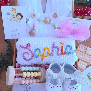 Personalized White Baby Gift Box, Organic Baby Gift, Baby Shower Mom Gift