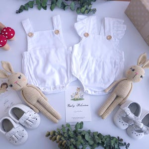 0-6 Months White Twin Baby Boy and Girl Gift Basket, Gifts For Twin Baby, Twin Baby Shower Gift, Gift Basket For Twins, Boy and Girl Twins