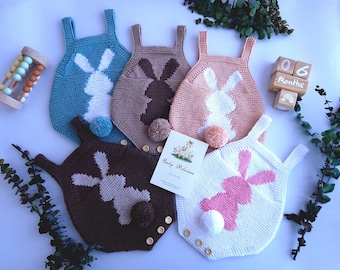 Handmade Crochet Bunny Baby Romper, Adorable Infant Outfit, Easter Gift