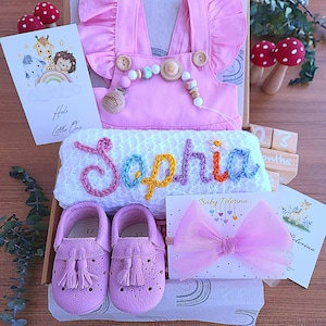 Pink Baby Gift Set, Baby Shower Gift Box, Newborn Gift Box, Welcome Baby Gift Set, Little Love Romper