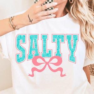 Salty Beach Summer Vacation, Summer PNG, Salty Coquette Summer Bow Shirt, Summer Beach Vibes Png Shirt, Coquette Summer Shirt Design PNG