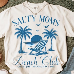 Retro Salty Moms Beach Club png, The Beach Club PNG, Retro Beach Girl Shirt, Trendy Summer Vibes PNG Sublimation, Funny Sarcastic Mama Png