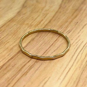 Léa | 14K Gold Thin Hammered Ring | Stackable Ring | Everyday Ring | Minimalist Style | Gift for Her