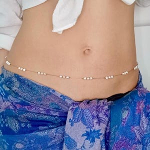 Pearl | 18K Gold Pearl Waist Chain | 18K Gold Belly Chain | Beach Jewelry | Boho Body Jewelry | Gift for Her