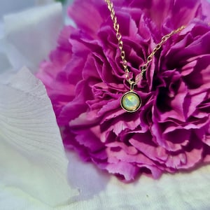 Pleione | 18K Gold Plated Opal Pendant | Natural Opal Necklace | 925 Silver Pendant | Minimalist Style | Gift for Her