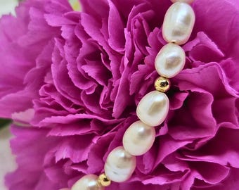 Athénaïs | Natural Pearl and 14K Gold Bracelet | Cultured Pearl Bracelet | Wedding Bracelet | Minimalist Style | Gift for Her