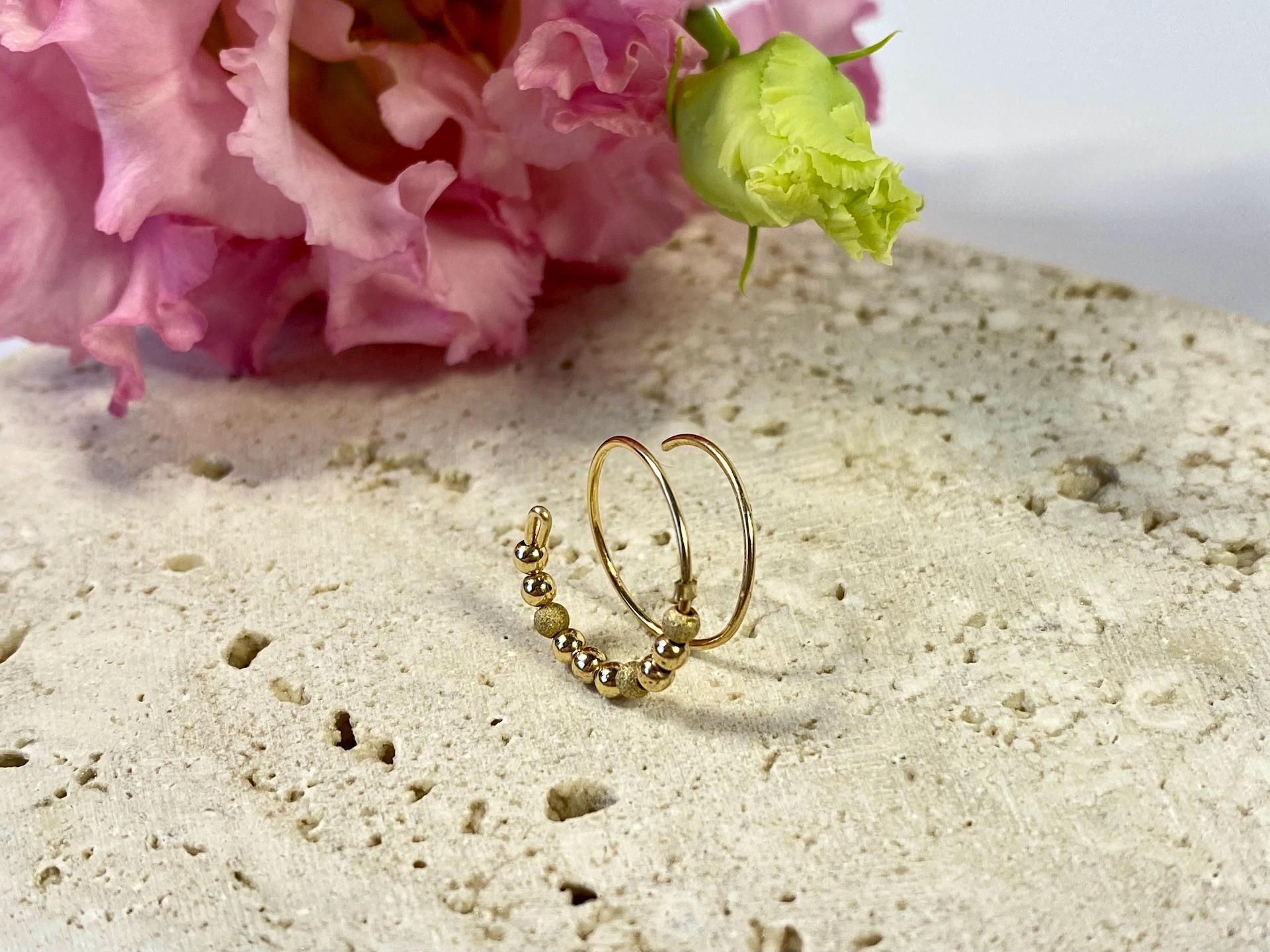 Beautiful 14k Gold Pearl Spiral Ear Cuff Double Earring Customizable Fake Piercing Gift for Her