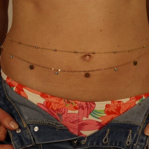 Chaîne Ventrale Bikini Or Avec Strass - Bijou De Corps, Vintage, Neuf Avec étiquettes, Taille Unique