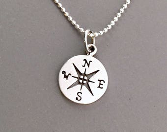 Sterling Silver Compass Necklace