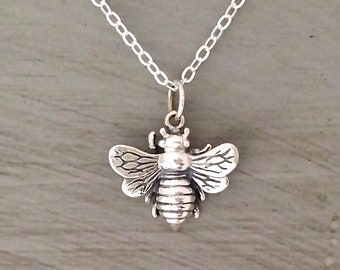 Sterling Silver Bee Necklace Honey Bee Necklace Gold Bee Necklace