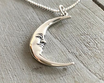 Sterling Silver Moon Necklace Lunar Necklace I love you to the moon and back necklace Jewelry