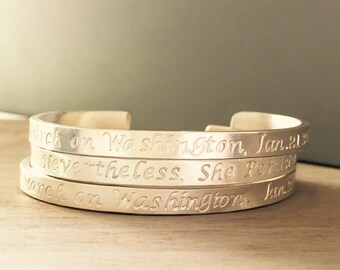 Sterling Silver Cuff Bracelet - Secret Message Cuff Custom Matte Personalized Mother Children Child Mom Baby Wife