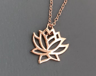 Rose Gold Lotus Necklace Silver Lotus Necklace Gold