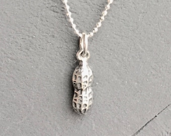 Sterling Silver Peanut Necklace Sterling Silver Nut Necklace Sterling Silver Little girl Necklace