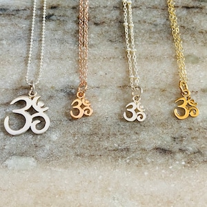 Om Necklace Sterling Silver, Gold- Ohm, Om