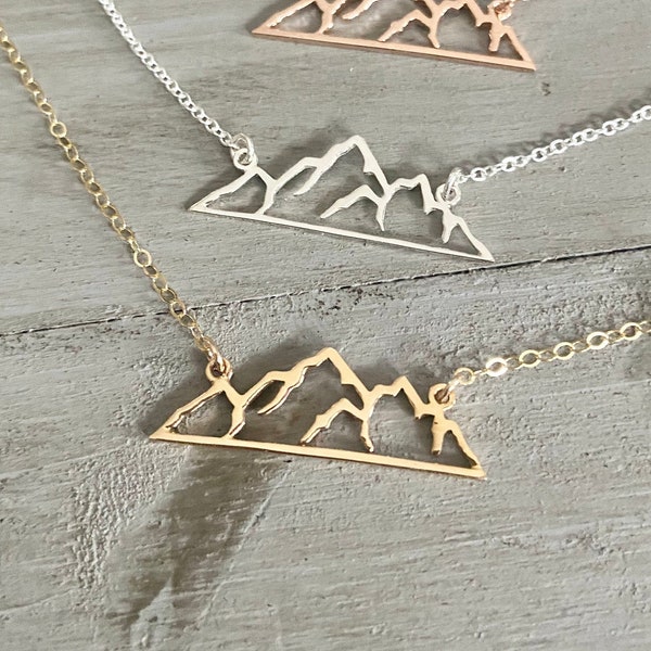 Mountain Necklace Sterling Silver Gold Rose Gold