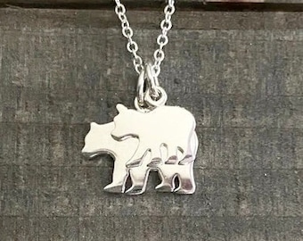 Sterling Silver Bear Necklace Mama Bear
