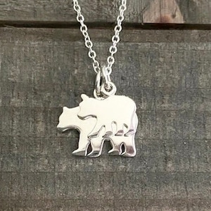 Sterling Silver Bear Necklace Mama Bear