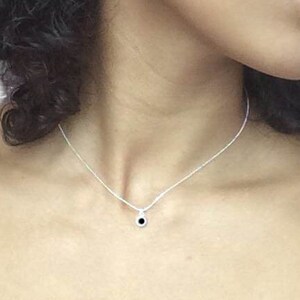 Tiny Sterling Silver Stone Necklace