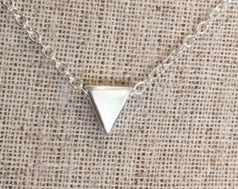 Sterling Silver Triangle Necklace Small Tiny Layering