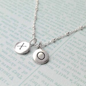 Tiny Sterling Silver or Gold Custom Initials Necklace-XOXO- Gold and Silver Initials, children, husband