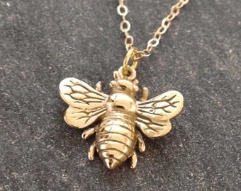 Gold Bee Necklace Honey Bee Necklace Rose Gold