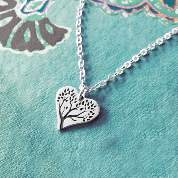Sterling Silver Family Tree Heart Necklace