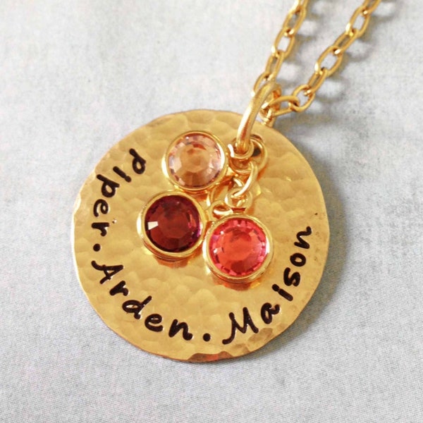 Golden birthstone mother necklace- Custom Personalized Mother necklace Gold Birthstone Necklaces